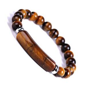 Unisex Tiger Eye Healing Stone Bracelet 8MM Natural Crystal Stretch